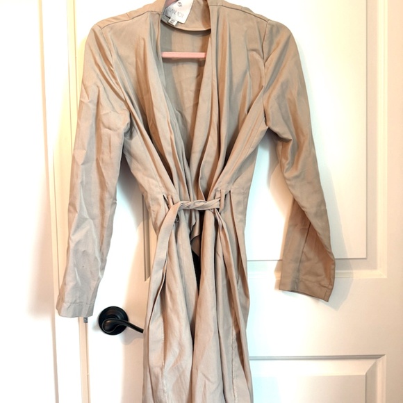 Eliane Rose Tan Beige Trench Wrap Jacket / Long Sleeve Cardigan Small - Picture 1 of 5